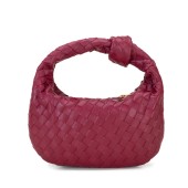 Geanta mica de mana, model impletit, din piele naturala DiAmanti Firenze Bordo